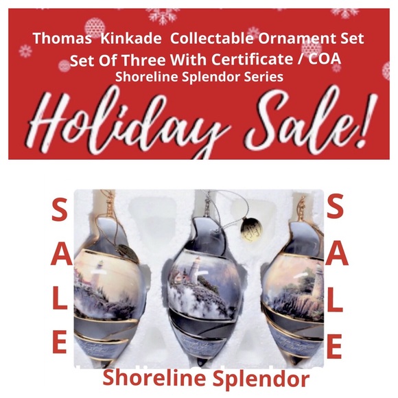 Set of 3 Vintage Thomas Kinkade’s “SHORELINE SPLENDOR “ Collectible New - Picture 7 of 13